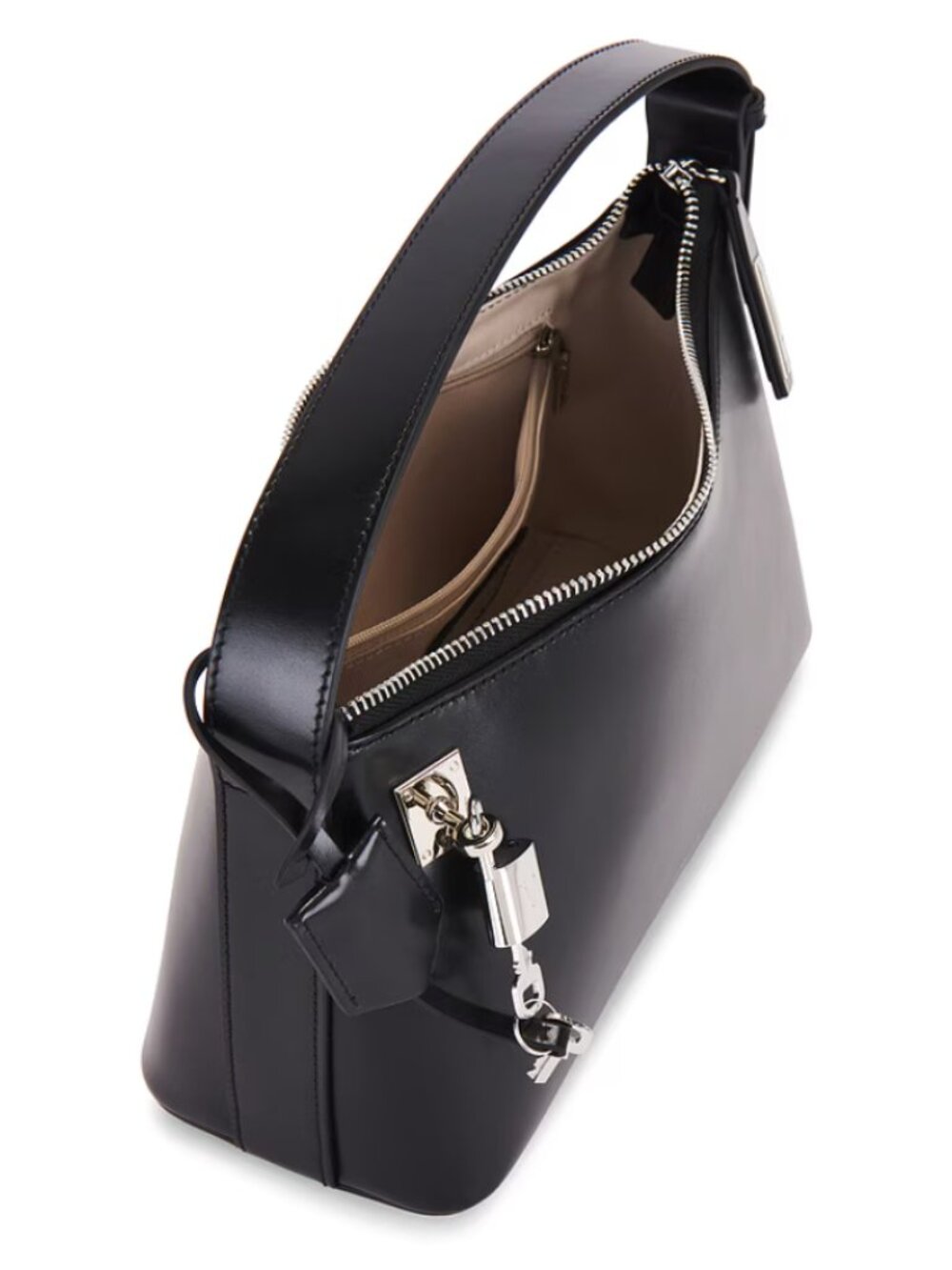 VERAFIED Hobo Bag in Black Leather & Silver Handbag Purse - Picture 4 of 14